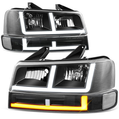 FAROS CLEAR LENS,CLEAR REFLECTOR,BLACK HOUSING - 4PCS - LED BAR - 03-14 CHEVROLET EXPRESS 1500 / 03-23 CHEVROLET EXPRESS 2500 / 03-23 CHEVROLET EXPRESS 3500 / 09-22 CHEVROLET EXPRESS 4500 / 03-14 GMC SAVANA 1500 / 03-23 GMC SAVANA 2500 / 03-23 GMC SAVANA