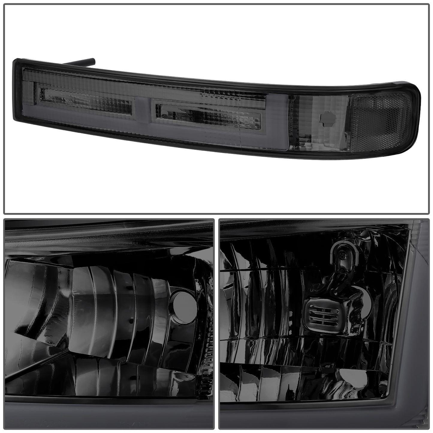 FAROS SMOKE LENS,CLEAR REFLECTOR,BLACK HOUSING - 4PCS - LED BAR - 03-14 CHEVROLET EXPRESS 1500 / 03-23 CHEVROLET EXPRESS 2500 / 03-23 CHEVROLET EXPRESS 3500 / 09-22 CHEVROLET EXPRESS 4500 / 03-14 GMC SAVANA 1500 / 03-23 GMC SAVANA 2500 / 03-23 GMC SAVANA