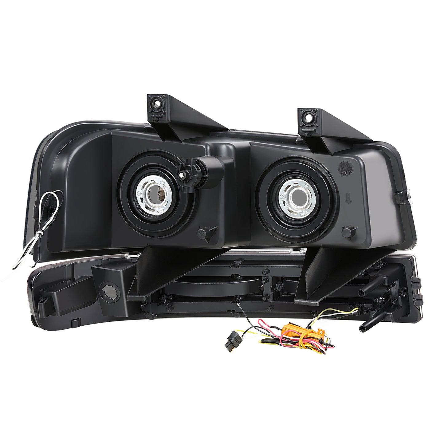 FAROS SMOKE LENS,CLEAR REFLECTOR,BLACK HOUSING - 4PCS - LED BAR - 03-14 CHEVROLET EXPRESS 1500 / 03-23 CHEVROLET EXPRESS 2500 / 03-23 CHEVROLET EXPRESS 3500 / 09-22 CHEVROLET EXPRESS 4500 / 03-14 GMC SAVANA 1500 / 03-23 GMC SAVANA 2500 / 03-23 GMC SAVANA