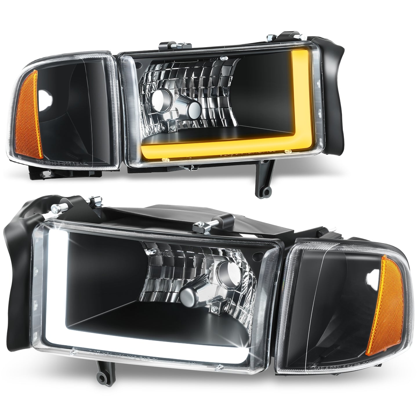 FAROS CLEAR LENS,AMBER REFLECTOR,BLACK HOUSING - 4PCS - LED BAR