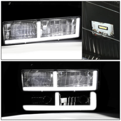 FAROS CLEAR LENS,CLEAR REFLECTOR,BLACK HOUSING - 4PCS - LED BAR - 92-94 CHEVROLET BLAZER / 88-99 CHEVROLET C1500 / 92-99 CHEVROLET C1500 SUBURBAN / 88-00 CHEVROLET C2500 / 92-99 CHEVROLET C2500 SUBURBAN / 88-00 CHEVROLET C3500 / 88-99 CHEVROLET K1500 /