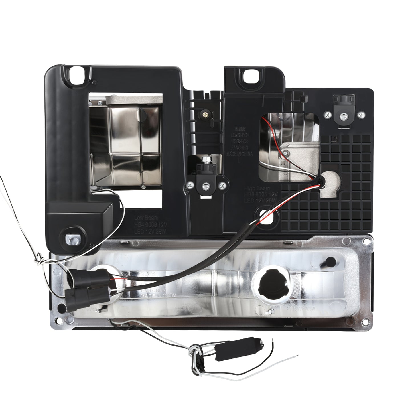 FAROS CLEAR LENS,CLEAR REFLECTOR,BLACK HOUSING - 4PCS - LED BAR - 92-94 CHEVROLET BLAZER / 88-99 CHEVROLET C1500 / 92-99 CHEVROLET C1500 SUBURBAN / 88-00 CHEVROLET C2500 / 92-99 CHEVROLET C2500 SUBURBAN / 88-00 CHEVROLET C3500 / 88-99 CHEVROLET K1500 /