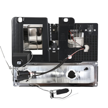 FAROS CLEAR LENS,CLEAR REFLECTOR,BLACK HOUSING - 4PCS - LED BAR - 92-94 CHEVROLET BLAZER / 88-99 CHEVROLET C1500 / 92-99 CHEVROLET C1500 SUBURBAN / 88-00 CHEVROLET C2500 / 92-99 CHEVROLET C2500 SUBURBAN / 88-00 CHEVROLET C3500 / 88-99 CHEVROLET K1500 /