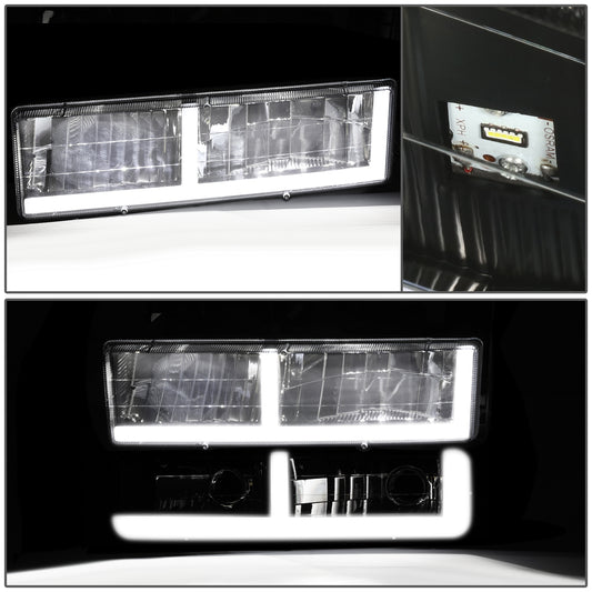 FAROS CLEAR LENS,AMBER REFLECTOR,BLACK HOUSING - 8PCS - LED BAR - 94-99 GMC C1500 K1500 YUKON / 94-99 GMC C1500 SUBURBAN C2500 SUBURBAN K1500 SUBURBAN K2500 SUBURBAN / 94-00 GMC C2500 C3500 K2500 K3500 - FITS MODELS WITH COMPOSITE HEADLIGHTS ONLY