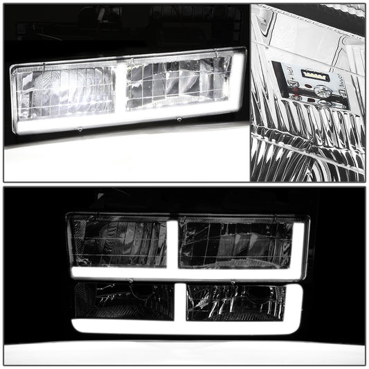 FAROS CLEAR LENS,AMBER REFLECTOR,CHROME HOUSING - 8PCS - LED BAR - 94-99 GMC C1500 K1500 YUKON / 94-99 GMC C1500 SUBURBAN C2500 SUBURBAN K1500 SUBURBAN K2500 SUBURBAN / 94-00 GMC C2500 C3500 K2500 K3500 - FITS MODELS WITH COMPOSITE HEADLIGHTS ONLY