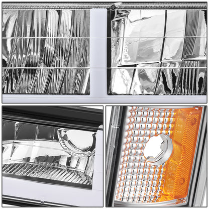 FAROS CLEAR LENS,AMBER REFLECTOR,CHROME HOUSING - 8PCS - LED BAR - 94-99 GMC C1500 K1500 YUKON / 94-99 GMC C1500 SUBURBAN C2500 SUBURBAN K1500 SUBURBAN K2500 SUBURBAN / 94-00 GMC C2500 C3500 K2500 K3500 - FITS MODELS WITH COMPOSITE HEADLIGHTS ONLY