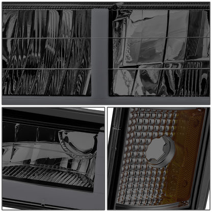 FAROS SMOKE LENS,AMBER REFLECTOR,CHROME HOUSING - 8PCS - LED BAR - 94-99 GMC C1500 K1500 YUKON / 94-99 GMC C1500 SUBURBAN C2500 SUBURBAN K1500 SUBURBAN K2500 SUBURBAN / 94-00 GMC C2500 C3500 K2500 K3500 - FITS MODELS WITH COMPOSITE HEADLIGHTS ONLY