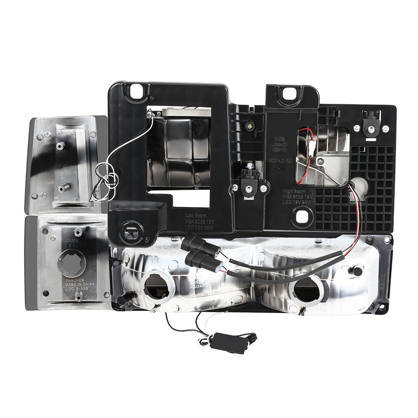 FAROS SMOKE LENS,AMBER REFLECTOR,CHROME HOUSING - 8PCS - LED BAR - 94-99 GMC C1500 K1500 YUKON / 94-99 GMC C1500 SUBURBAN C2500 SUBURBAN K1500 SUBURBAN K2500 SUBURBAN / 94-00 GMC C2500 C3500 K2500 K3500 - FITS MODELS WITH COMPOSITE HEADLIGHTS ONLY