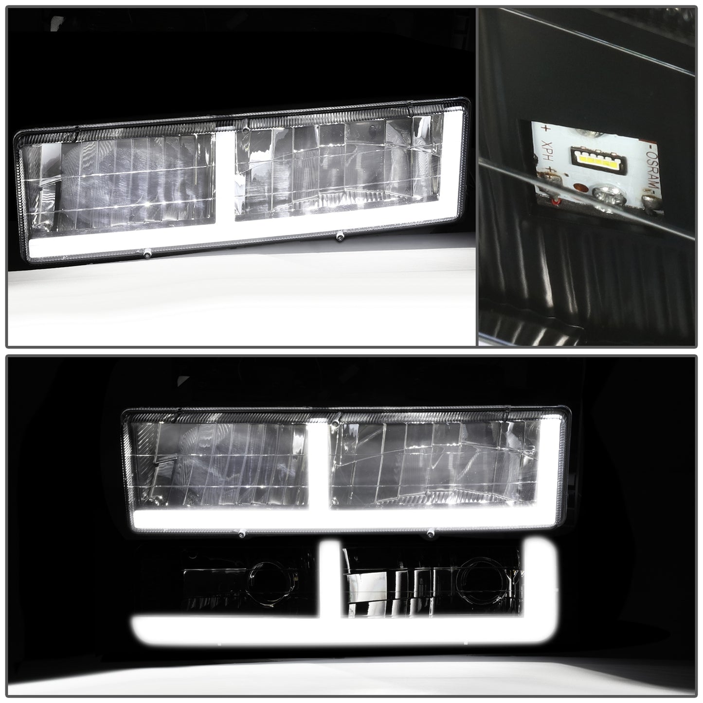 FAROS CLEAR LENS,AMBER REFLECTOR,BLACK HOUSING - 8PCS - LED BAR - 92-93 CHEVROLET BLAZER / 88-93 CHEVROLET C1500 / 92-93 CHEVROLET C1500 SUBURBAN / 88-93 CHEVROLET C2500 / 92-93 CHEVROLET C2500 SUBURBAN / 88-93 CHEVROLET C3500 / 88-93 CHEVROLET K1500 /