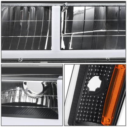 FAROS CLEAR LENS,AMBER REFLECTOR,BLACK HOUSING - 8PCS - LED BAR - 92-93 CHEVROLET BLAZER / 88-93 CHEVROLET C1500 / 92-93 CHEVROLET C1500 SUBURBAN / 88-93 CHEVROLET C2500 / 92-93 CHEVROLET C2500 SUBURBAN / 88-93 CHEVROLET C3500 / 88-93 CHEVROLET K1500 /
