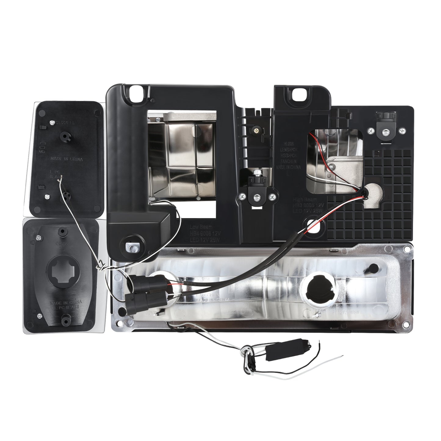 FAROS CLEAR LENS,AMBER REFLECTOR,BLACK HOUSING - 8PCS - LED BAR - 92-93 CHEVROLET BLAZER / 88-93 CHEVROLET C1500 / 92-93 CHEVROLET C1500 SUBURBAN / 88-93 CHEVROLET C2500 / 92-93 CHEVROLET C2500 SUBURBAN / 88-93 CHEVROLET C3500 / 88-93 CHEVROLET K1500 /