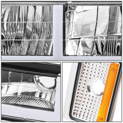 FAROS CLEAR LENS,AMBER REFLECTOR,CHROME HOUSING - 8PCS - LED BAR - 92-93 CHEVROLET BLAZER / 88-93 CHEVROLET C1500 / 92-93 CHEVROLET C1500 SUBURBAN / 88-93 CHEVROLET C2500 / 92-93 CHEVROLET C2500 SUBURBAN / 88-93 CHEVROLET C3500 / 88-93 CHEVROLET K1500 /