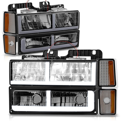 FAROS SMOKE LENS,AMBER REFLECTOR,CHROME HOUSING - 8PCS - LED BAR - 92-93 CHEVROLET BLAZER / 88-93 CHEVROLET C1500 / 92-93 CHEVROLET C1500 SUBURBAN / 88-93 CHEVROLET C2500 / 92-93 CHEVROLET C2500 SUBURBAN / 88-93 CHEVROLET C3500 / 88-93 CHEVROLET K1500 /