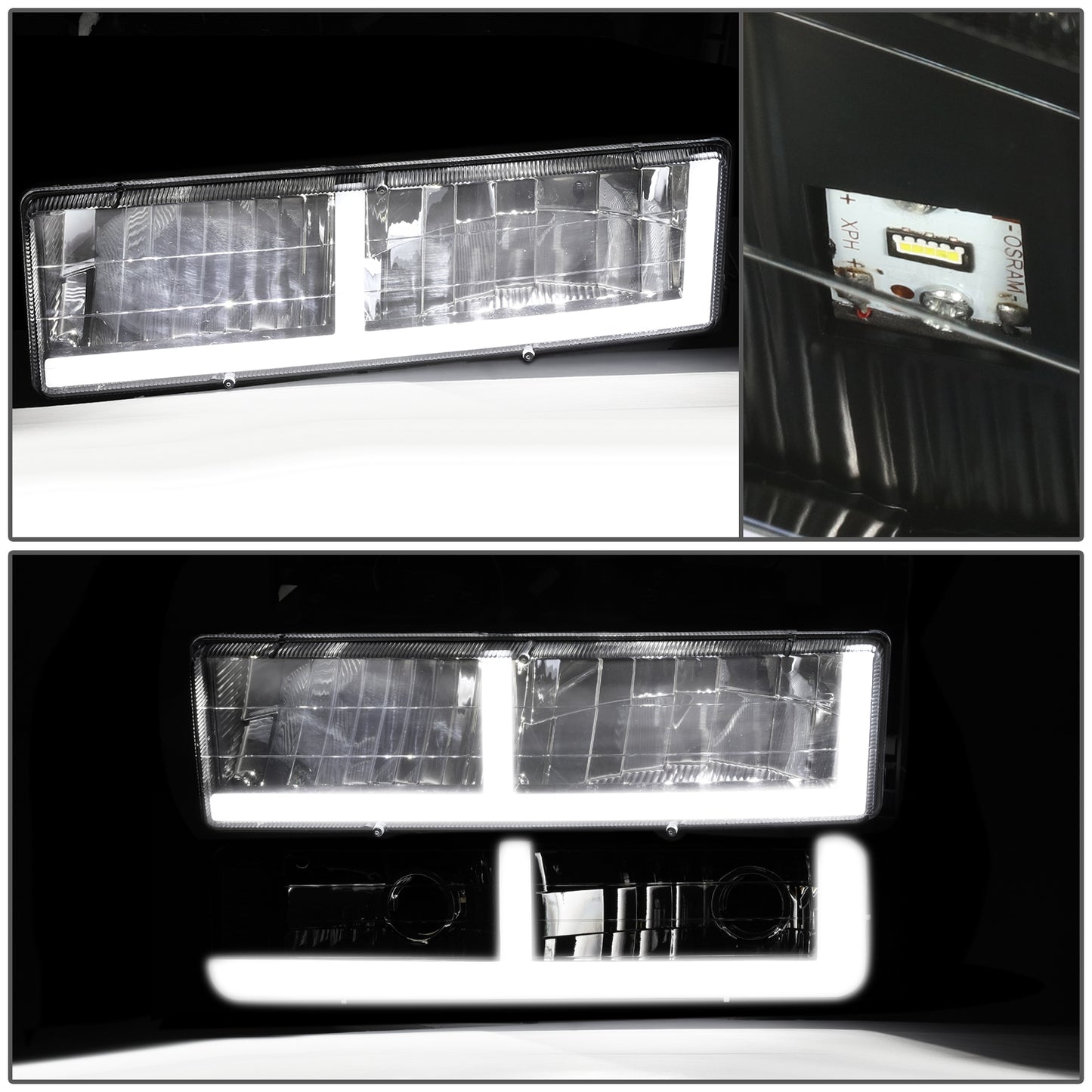 FAROS CLEAR LENS,AMBER REFLECTOR,BLACK HOUSING - 8PCS - LED BAR - 94 CHEVROLET BLAZER / 94-99 CHEVROLET C1500 / 94-99 CHEVROLET C1500 SUBURBAN / 94-00 CHEVROLET C2500 / 94-99 CHEVROLET C2500 SUBURBAN / 94-00 CHEVROLET C3500 / 94-99 CHEVROLET K1500 / 94-99