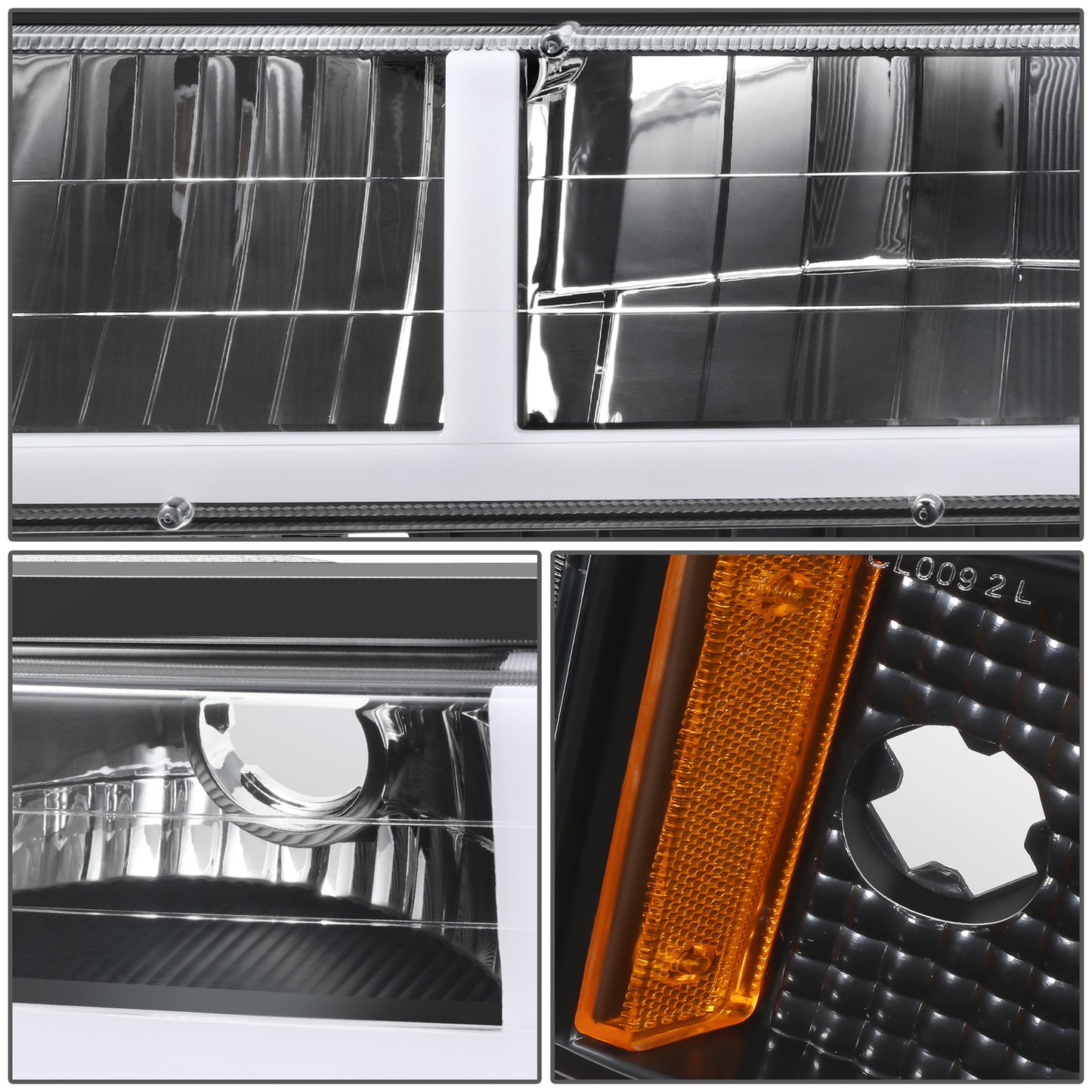 FAROS CLEAR LENS,AMBER REFLECTOR,BLACK HOUSING - 8PCS - LED BAR - 94 CHEVROLET BLAZER / 94-99 CHEVROLET C1500 / 94-99 CHEVROLET C1500 SUBURBAN / 94-00 CHEVROLET C2500 / 94-99 CHEVROLET C2500 SUBURBAN / 94-00 CHEVROLET C3500 / 94-99 CHEVROLET K1500 / 94-99