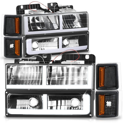 FAROS CLEAR LENS,AMBER REFLECTOR,BLACK HOUSING - 8PCS - LED BAR - 94 CHEVROLET BLAZER / 94-99 CHEVROLET C1500 / 94-99 CHEVROLET C1500 SUBURBAN / 94-00 CHEVROLET C2500 / 94-99 CHEVROLET C2500 SUBURBAN / 94-00 CHEVROLET C3500 / 94-99 CHEVROLET K1500 / 94-99