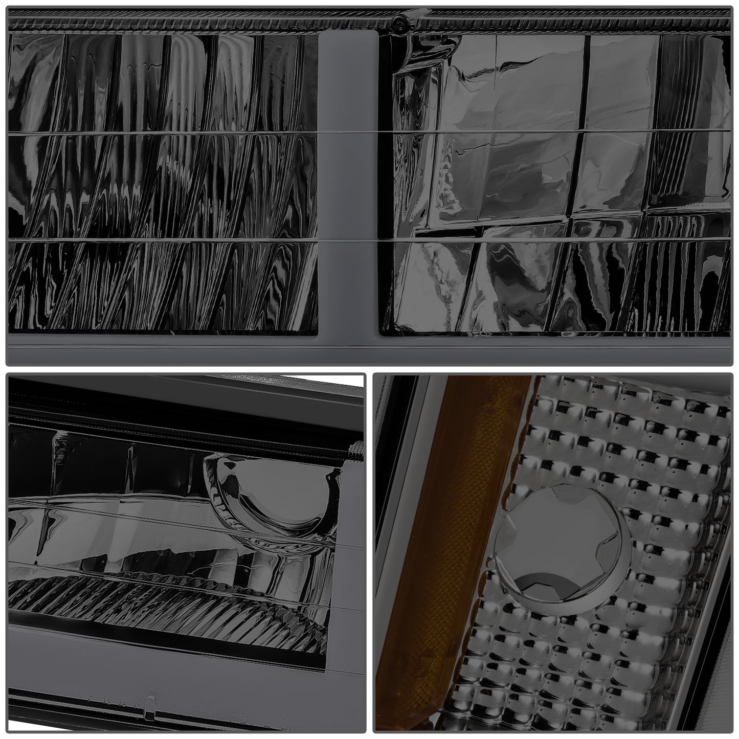 FAROS SMOKE LENS,AMBER REFLECTOR,CHROME HOUSING - 8PCS - LED BAR - 94 CHEVROLET BLAZER / 94-99 CHEVROLET C1500 / 94-99 CHEVROLET C1500 SUBURBAN / 94-00 CHEVROLET C2500 / 94-99 CHEVROLET C2500 SUBURBAN / 94-00 CHEVROLET C3500 / 94-99 CHEVROLET K1500 /