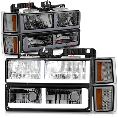 FAROS SMOKE LENS,AMBER REFLECTOR,CHROME HOUSING - 8PCS - LED BAR - 94 CHEVROLET BLAZER / 94-99 CHEVROLET C1500 / 94-99 CHEVROLET C1500 SUBURBAN / 94-00 CHEVROLET C2500 / 94-99 CHEVROLET C2500 SUBURBAN / 94-00 CHEVROLET C3500 / 94-99 CHEVROLET K1500 /