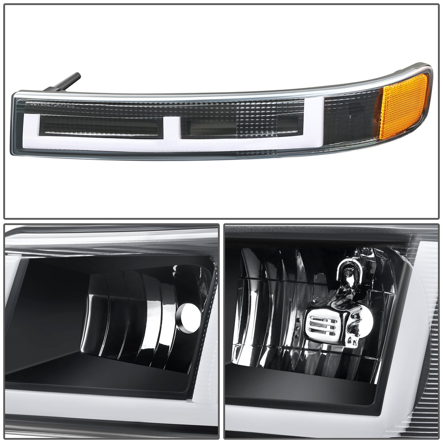 FAROS CLEAR LENS,AMBER REFLECTOR,BLACK HOUSING - 4PCS - LED BAR - 03-14 CHEVROLET EXPRESS 1500 / 03-23 CHEVROLET EXPRESS 25003 / 03-23 CHEVROLET EXPRESS 3500 / 09-22 CHEVROLET EXPRESS 4500 / 03-14 GMC SAVANA 1500 / 03-23 GMC SAVANA 2500 / 03-23 GMC SAVANA