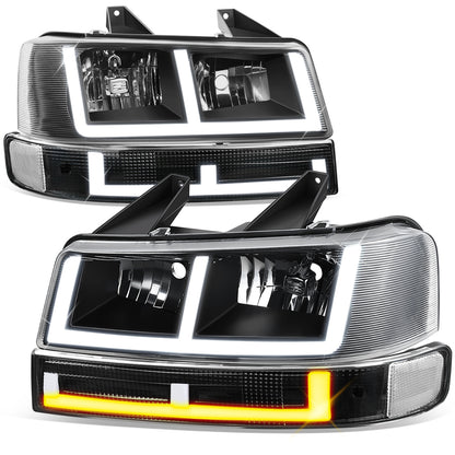 FAROS CLEAR LENS,CLEAR REFLECTOR,BLACK HOUSING - 4PCS - LED BAR - 03-14 CHEVROLET EXPRESS 1500 / 03-23 CHEVROLET EXPRESS 25003 / 03-23 CHEVROLET EXPRESS 3500 / 09-22 CHEVROLET EXPRESS 4500 / 03-14 GMC SAVANA 1500 / 03-23 GMC SAVANA 2500 / 03-23 GMC SAVANA