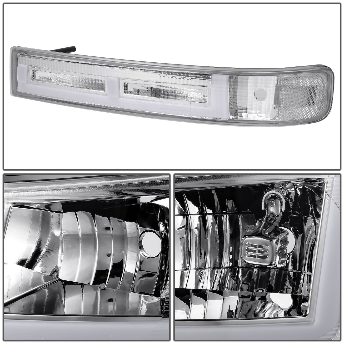FAROS CLEAR LENS,CLEAR REFLECTOR,CHROME HOUSING - 4PCS - LED BAR - 03-14 CHEVROLET EXPRESS 1500 / 03-23 CHEVROLET EXPRESS 25003 / 03-23 CHEVROLET EXPRESS 3500 / 09-22 CHEVROLET EXPRESS 4500 / 03-14 GMC SAVANA 1500 / 03-23 GMC SAVANA 2500 / 03-23 GMC