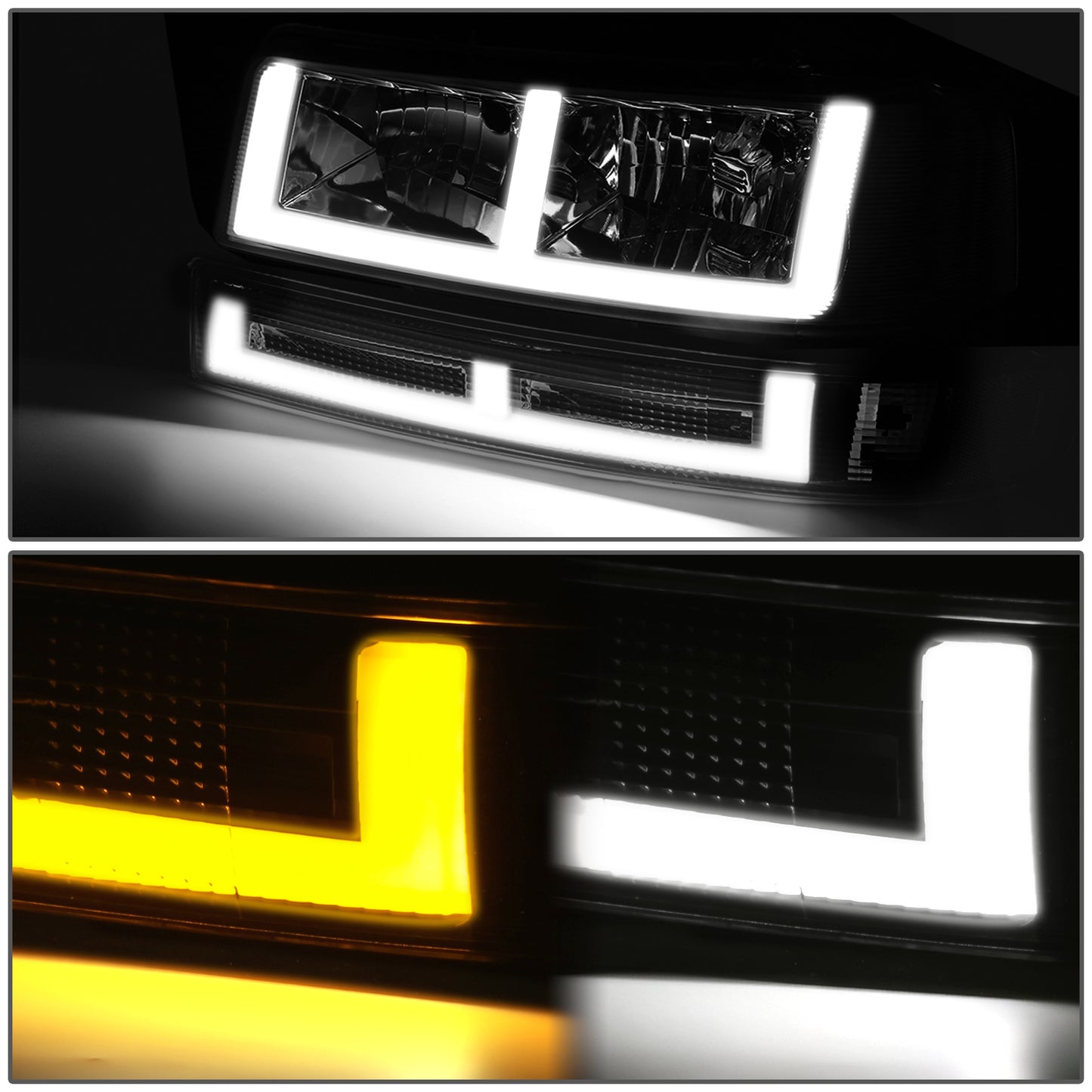 FAROS SMOKE LENS,CLEAR REFLECTOR,BLACK HOUSING - 4PCS - LED BAR - 03-14 CHEVROLET EXPRESS 1500 / 03-23 CHEVROLET EXPRESS 25003 / 03-23 CHEVROLET EXPRESS 3500 / 09-22 CHEVROLET EXPRESS 4500 / 03-14 GMC SAVANA 1500 / 03-23 GMC SAVANA 2500 / 03-23 GMC SAVANA