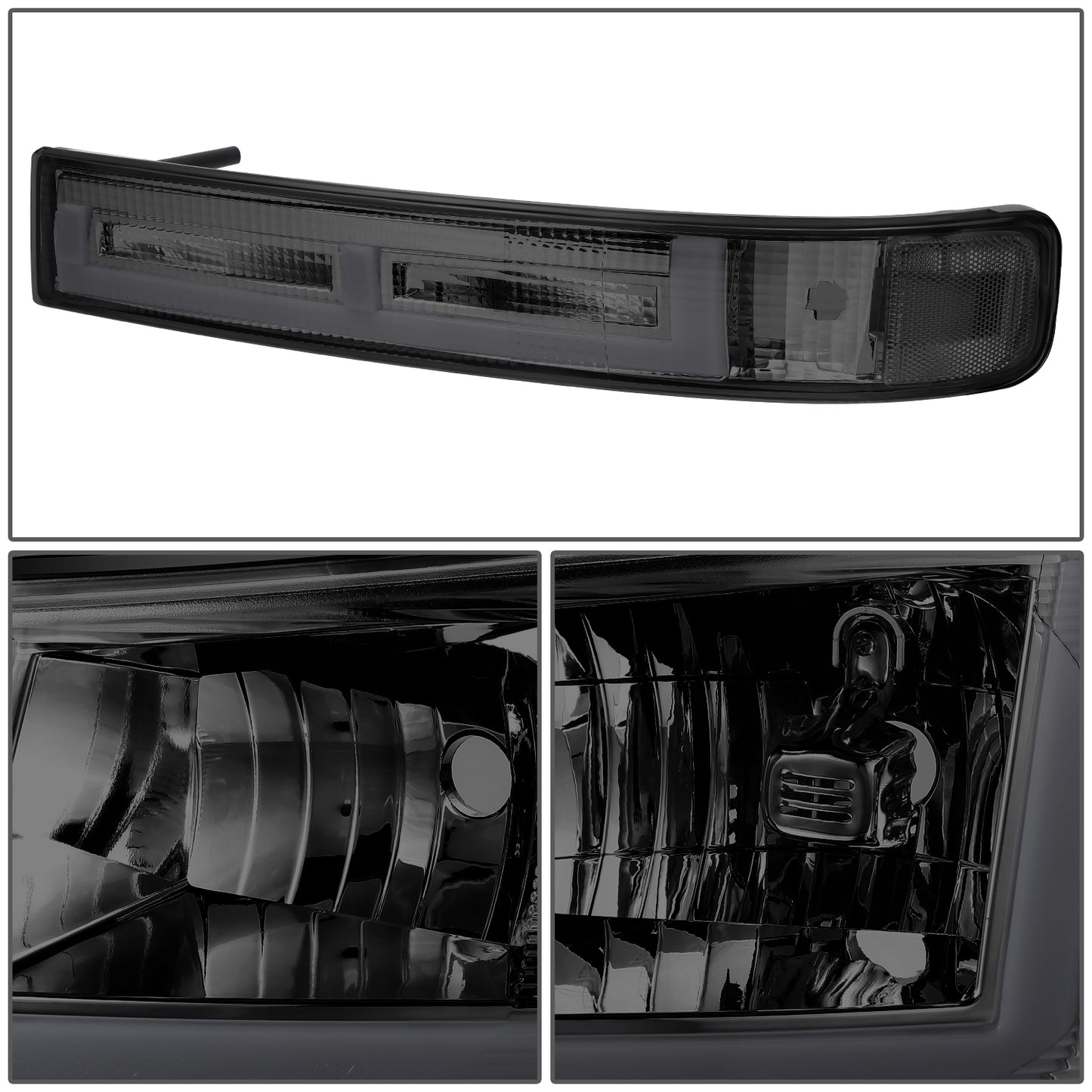 FAROS SMOKE LENS,CLEAR REFLECTOR,BLACK HOUSING - 4PCS - LED BAR - 03-14 CHEVROLET EXPRESS 1500 / 03-23 CHEVROLET EXPRESS 25003 / 03-23 CHEVROLET EXPRESS 3500 / 09-22 CHEVROLET EXPRESS 4500 / 03-14 GMC SAVANA 1500 / 03-23 GMC SAVANA 2500 / 03-23 GMC SAVANA