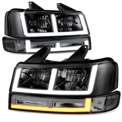 FAROS SMOKE LENS,CLEAR REFLECTOR,BLACK HOUSING - 4PCS - LED BAR - 03-14 CHEVROLET EXPRESS 1500 / 03-23 CHEVROLET EXPRESS 25003 / 03-23 CHEVROLET EXPRESS 3500 / 09-22 CHEVROLET EXPRESS 4500 / 03-14 GMC SAVANA 1500 / 03-23 GMC SAVANA 2500 / 03-23 GMC SAVANA