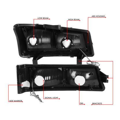 FAROS 03-06 CHEVROLET AVALANCHE 1500 2500 / 03-06 CHEVROLET SILVERADO 1500 2500 3500 / 03-06 CHEVROLET SILVERADO 1500 HD 2500 HD / 2007 CHEVROLET SILVERADO 1500 1500 HD 2500 HD 3500 CLASSIC - FIT MODELS WITHOUT FACTORY CLADDING ONLY - OE STYLE - LED -