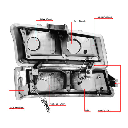 FAROS 03-06 CHEVROLET AVALANCHE 1500 2500 / 03-06 CHEVROLET SILVERADO 1500 2500 3500 / 03-06 CHEVROLET SILVERADO 1500 HD 2500 HD / 2007 CHEVROLET SILVERADO 1500 1500 HD 2500 HD 3500 CLASSIC - FIT MODELS WITHOUT FACTORY CLADDING ONLY - OE STYLE - LED -