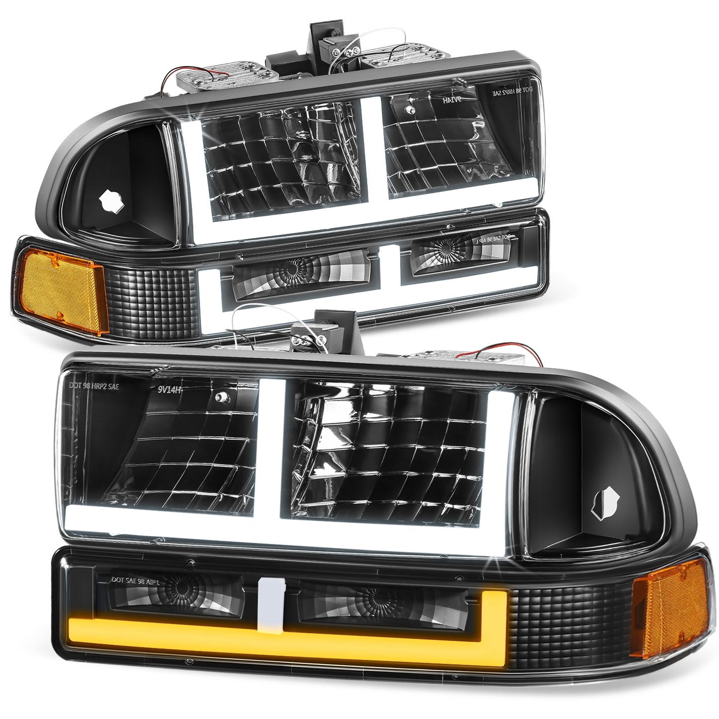 FAROS CLEAR LENS,AMBER REFLECTOR,BLACK HOUSING,4PCS,LED BAR
