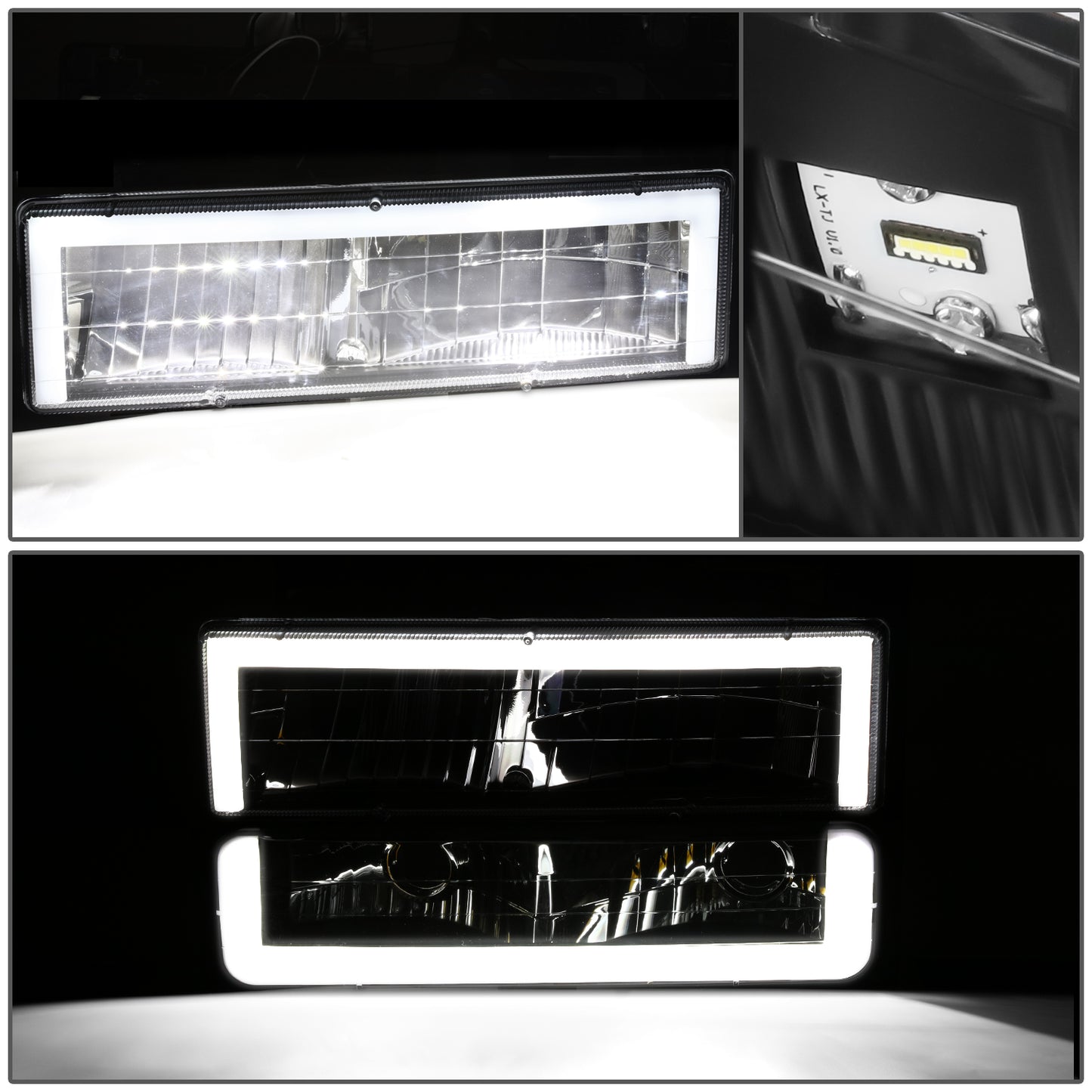 FAROS CLEAR LENS,AMBER REFLECTOR,BLACK HOUSING,8PCS,LED BAR