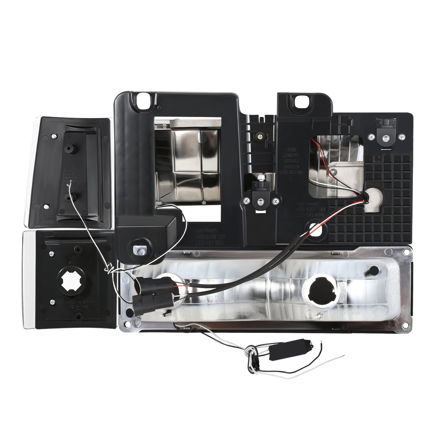 FAROS CLEAR LENS,AMBER REFLECTOR,BLACK HOUSING,8PCS,LED BAR