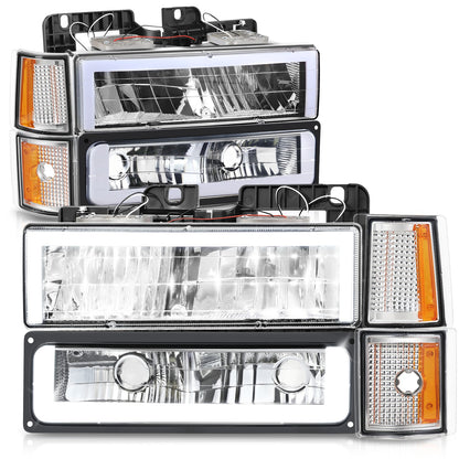 FAROS CLEAR LENS,AMBER REFLECTOR,CHROME HOUSING,8PCS,LED BAR