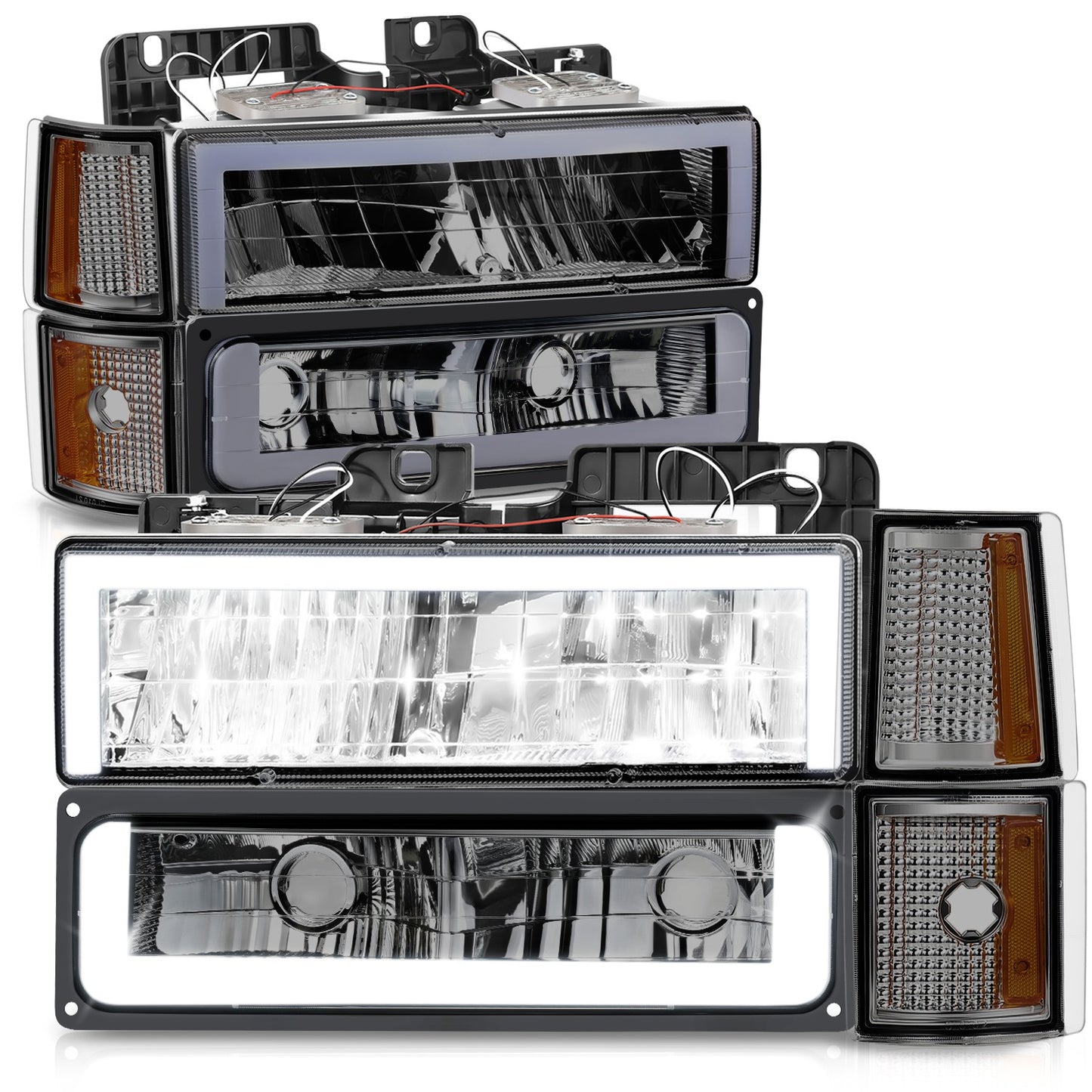 FAROS SMOKE LENS,AMBER REFLECTOR,CHROME HOUSING,8PCS,LED BAR