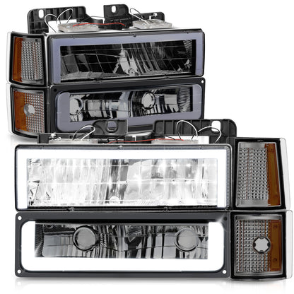 FAROS SMOKE LENS,AMBER REFLECTOR,CHROME HOUSING,8PCS,LED BAR