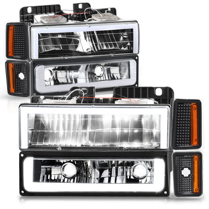 FAROS CLEAR LENS,AMBER REFLECTOR,BLACK HOUSING,8PCS,LED BAR