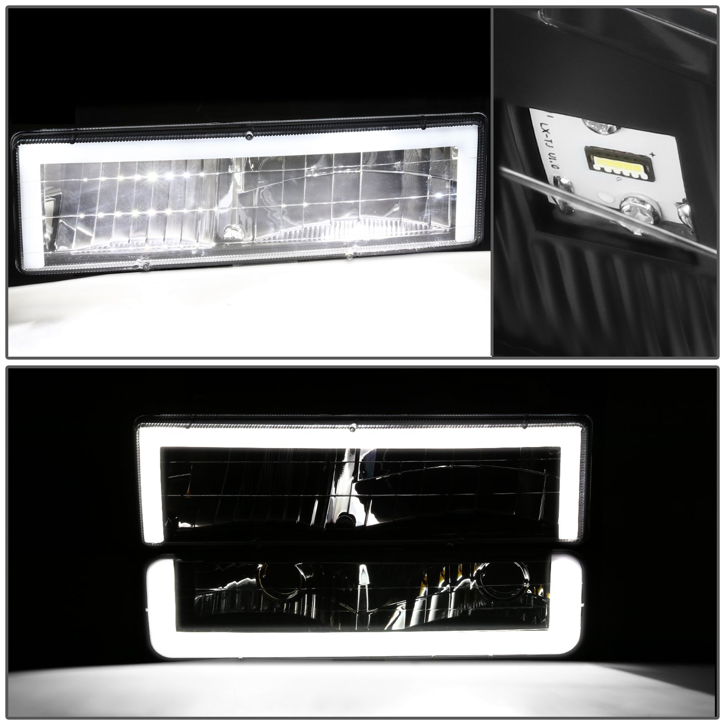 FAROS CLEAR LENS,AMBER REFLECTOR,BLACK HOUSING,8PCS,LED BAR