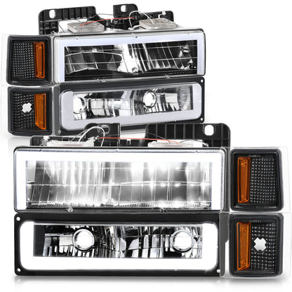 FAROS CLEAR LENS,AMBER REFLECTOR,BLACK HOUSING,8PCS,LED BAR