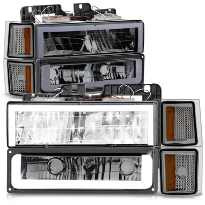 FAROS SMOKE LENS,AMBER REFLECTOR,CHROME HOUSING,8PCS,LED BAR