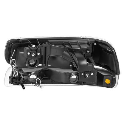 FAROS 99-02 CHEVY SILVERADO 1500, 2500 / 01-02 SILVERADO 1500HD, 2500HD, 3500 / 00-06 CHEVY SUBURBAN 1500, 2500, CHEVY TAHOE - REQUIRES WIRING TO EXISTING VEHICLE WIRING HARNESS - LED DRL - DUAL C-BAR - 4PC - BLACK HOUSING / AMBER CORNER