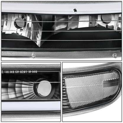 FAROS 99-02 CHEVY SILVERADO 1500, 2500 / 01-02 SILVERADO 1500HD, 2500HD, 3500 / 00-06 CHEVY SUBURBAN 1500, 2500, CHEVY TAHOE - REQUIRES WIRING TO EXISTING VEHICLE WIRING HARNESS - LED DRL - DUAL C-BAR - 4PC - BLACK HOUSING / CLEAR CORNER