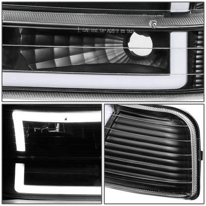 FAROS 99-02 CHEVY SILVERADO 1500, 2500 / 01-02 SILVERADO 1500HD, 2500HD, 3500 / 00-06 CHEVY SUBURBAN 1500, 2500, CHEVY TAHOE - REQUIRES WIRING TO EXISTING VEHICLE WIRING HARNESS - LED DRL - DUAL C-BAR - 4PC - BLACK HOUSING / CLEAR CORNER