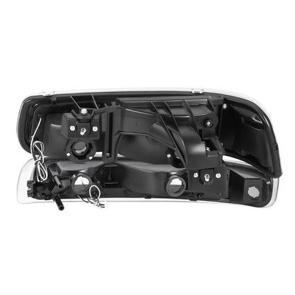 FAROS 99-02 CHEVY SILVERADO 1500, 2500 / 01-02 SILVERADO 1500HD, 2500HD, 3500 / 00-06 CHEVY SUBURBAN 1500, 2500, CHEVY TAHOE - REQUIRES WIRING TO EXISTING VEHICLE WIRING HARNESS - LED DRL - DUAL C-BAR - 4PC - BLACK HOUSING / CLEAR CORNER