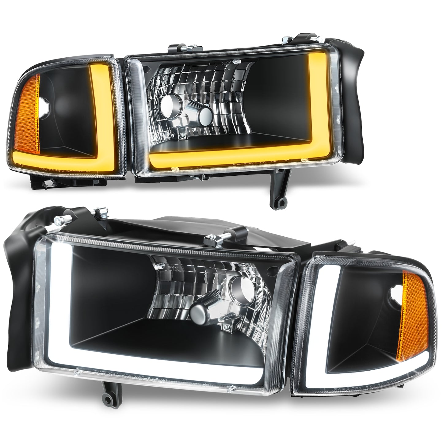FAROS CLEAR LENS.AMBER REFLECTOR.BLACK HOUSING.4PCSLED BAR