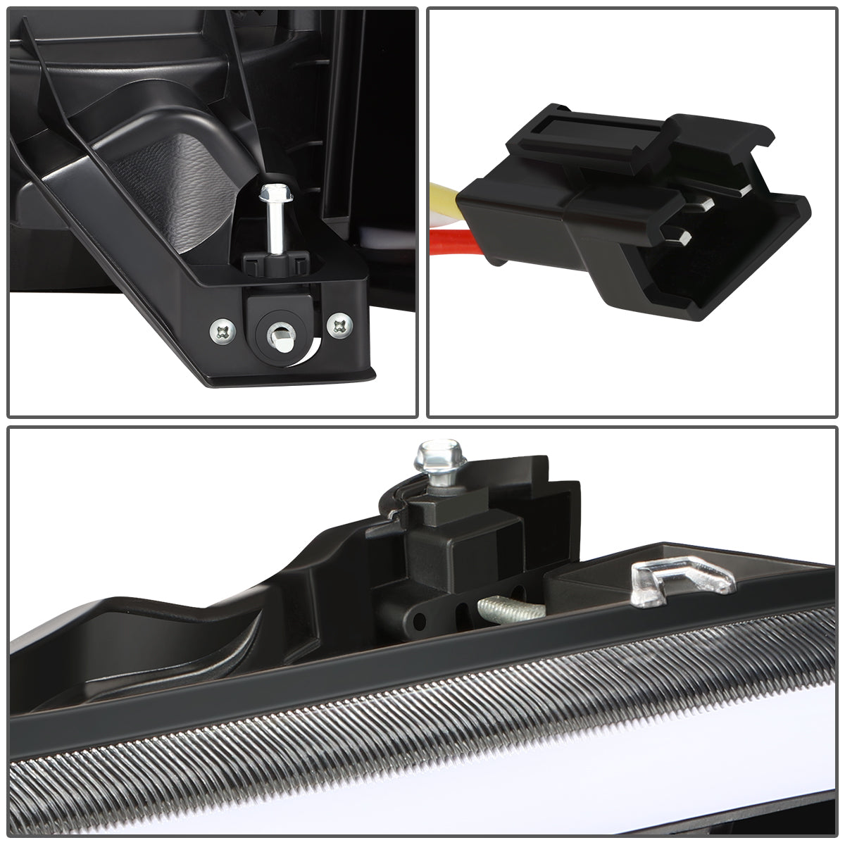 FAROS 99-06 GMC SIERRA 1500, GMC YUKON / 00-06 YUKON XL 1500, 2500 / 01-06 SIERRA 2500HD, 3500 / 2007 SIERRA 1500 CLASSIC, 2500HD CLASSIC, 3500 CLASSIC - EXCLUDES C3, DENALI MODELS - LED DRL - SWITCHBACK TURN SIGNAL - 4PC - BLACK HOUSING / CLEAR CORNER