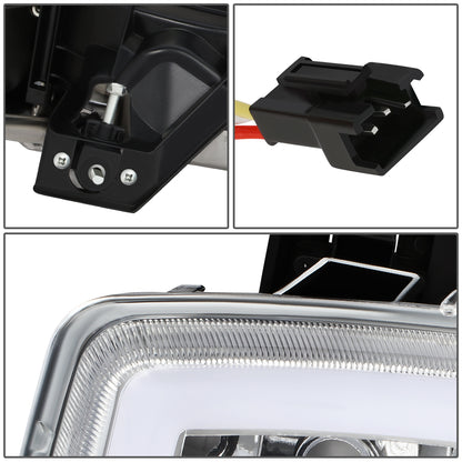 FAROS 99-06 GMC SIERRA 1500, GMC YUKON / 00-06 YUKON XL 1500, 2500 / 01-06 SIERRA 2500HD, 3500 / 2007 SIERRA 1500 CLASSIC, 2500HD CLASSIC, 3500 CLASSIC - EXCLUDES C3, DENALI MODELS - LED DRL - SWITCHBACK TURN SIGNAL - 4PC - CHROME HOUSING / CLEAR CORNER