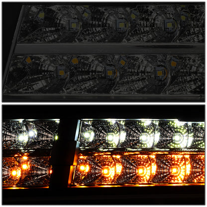 FAROS 07-13 CHEVY AVALANCHE / 07-14 CHEVY TAHOE / 07-14 CHEVY SUBURBAN 1500 / 07-13 CHEVY SUBURBAN 2500 - LED DRL - BLACK HOUSING / SMOKE LENS / AMBER CORNER - H1 LOW BEAM / H1 HIGH BEAM