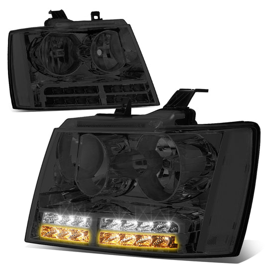 FAROS 07-13 CHEVY AVALANCHE / 07-14 CHEVY TAHOE / 07-14 CHEVY SUBURBAN 1500 / 07-13 CHEVY SUBURBAN 2500 - LED DRL - SMOKE HOUSING / CLEAR CORNER - H1 LOW BEAM / H1 HIGH BEAM