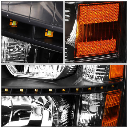 FAROS 07-13 CHEVY SILVERADO 1500 / 07-14 CHEVY SILVERADO 2500 / 3500 & HD MODELS - LED - REFLECTOR - BLACK HOUSING / AMBER CORNER - H11 LOW BEAM / 9005 HIGH BEAM